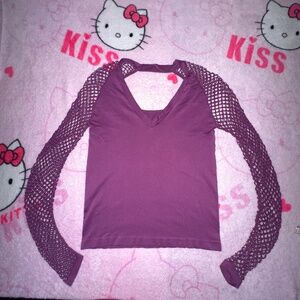 y2k fishnet long sleeve club top